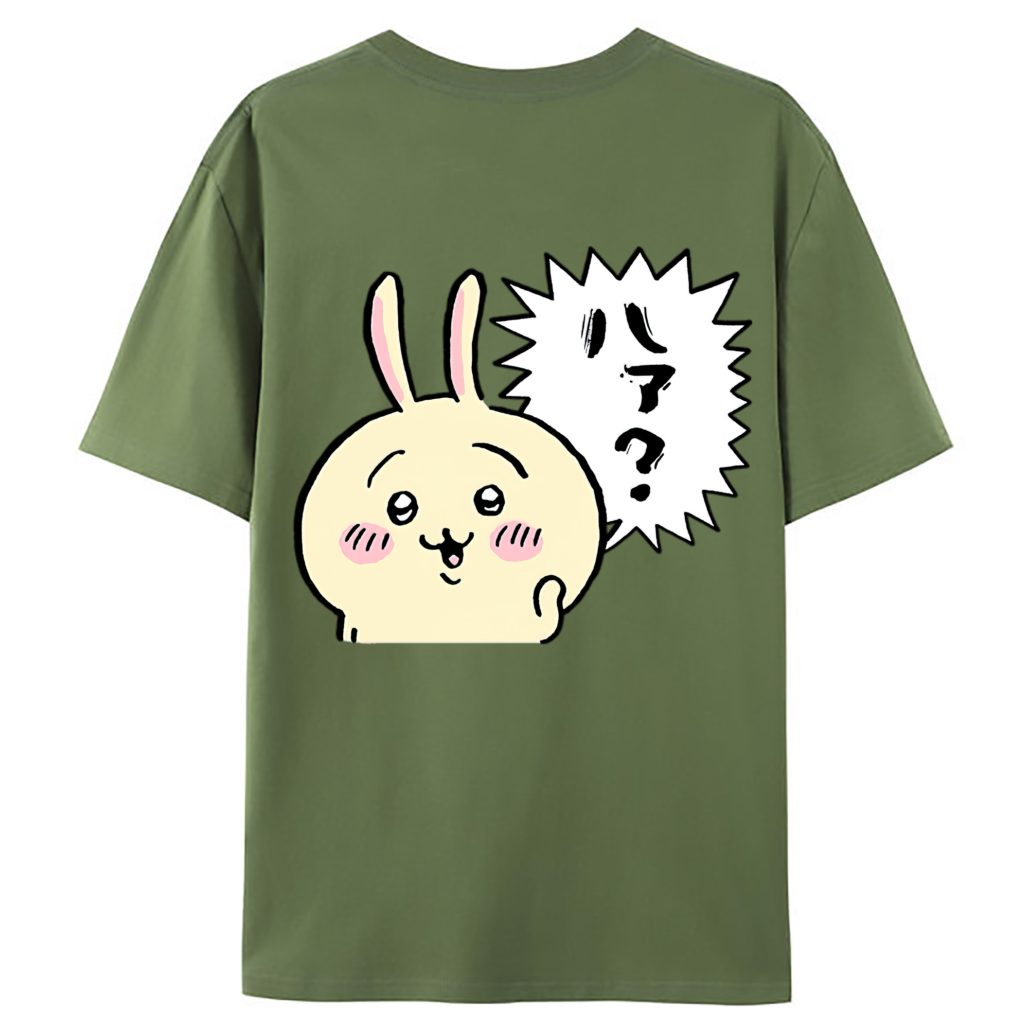 （画像用） ちいかわ うさぎ Chii-kawa usagi 綿100％ メンズ半袖Tシャツ（バックプリント） 通気性